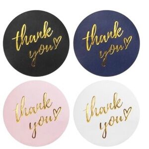 100 Thank You Stickers 1” Multicolored